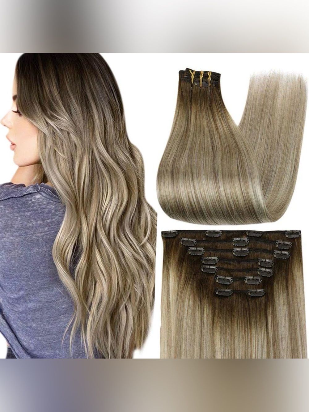 Full Shine Clip-In Hair Extensions - #3/8/22 20inch